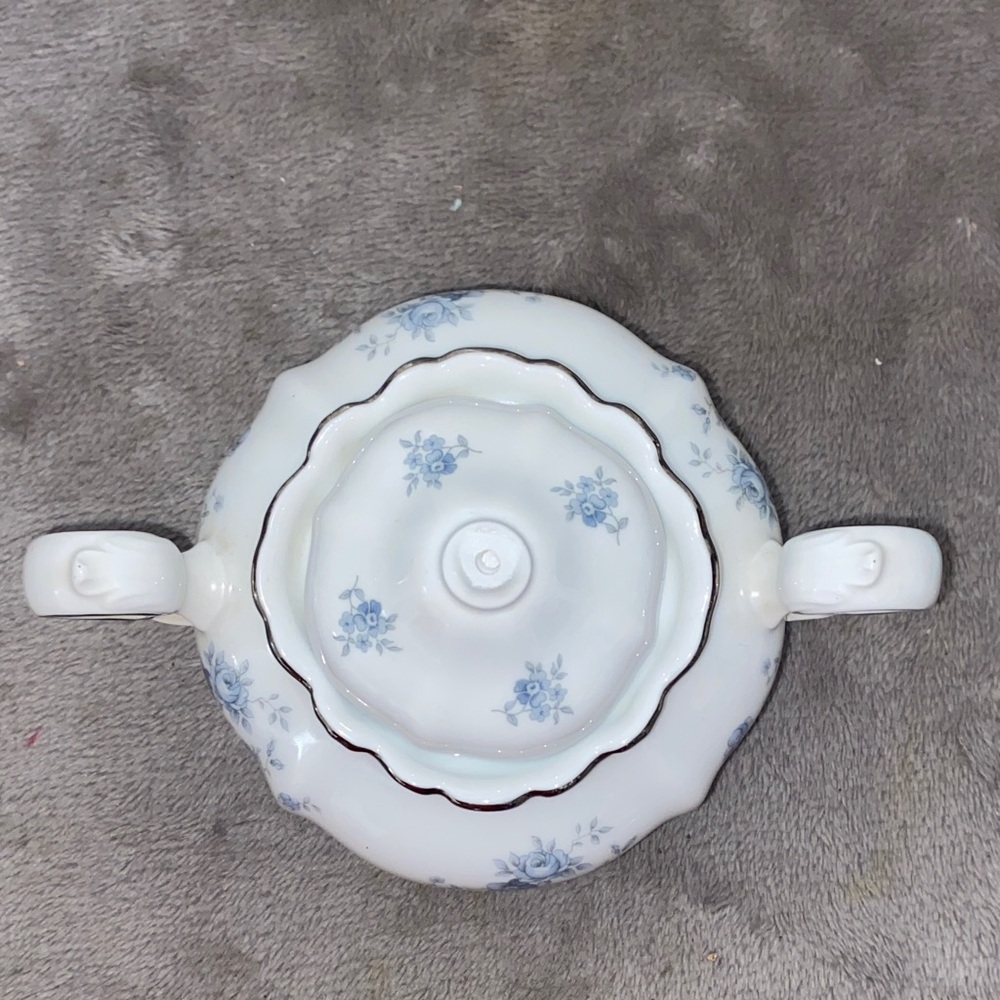 1103 Johann Haviland Elegant Blue Garland Porcelain Sugar Bowl - Picture 6 of 7